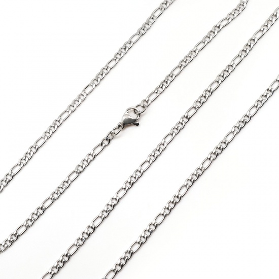 Picture of 304 Stainless Steel Link Curb Chain Necklace Oval Silver Tone With Lobster Claw Clasp 75cm(29 4/8") long, 1 Piece