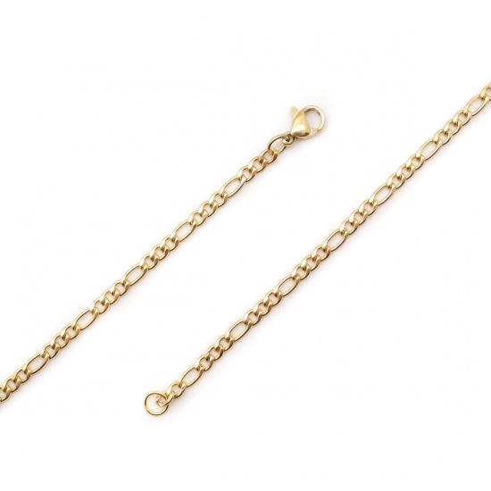 Picture of 304 Stainless Steel Link Curb Chain Necklace Oval Gold Plated With Lobster Claw Clasp 75cm(29 4/8") long, 1 Piece