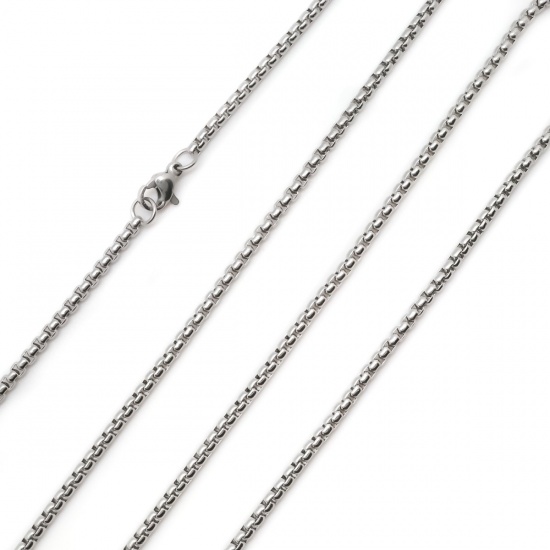 Picture of 304 Stainless Steel Box Chain Necklace Silver Tone With Lobster Claw Clasp 75cm(29 4/8") long, 1 Piece