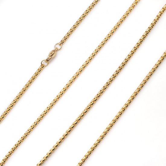 Picture of 304 Stainless Steel Box Chain Necklace Gold Plated With Lobster Claw Clasp 75cm(29 4/8") long, 1 Piece