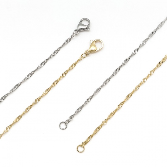 Picture of 304 Stainless Steel Necklace Gold Plated & Silver Tone With Lobster Claw Clasp Mixed 50cm(19 5/8") long, 1 Set