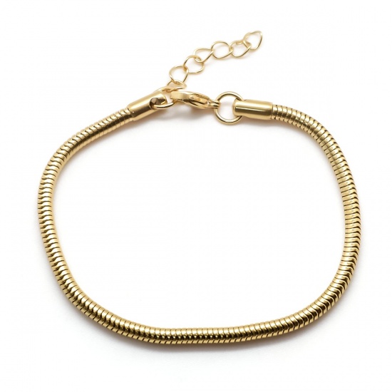 Picture of 304 Stainless Steel Bracelets Gold Plated With Lobster Claw Clasp And Extender Chain 19cm(7 4/8") long, 1 Piece