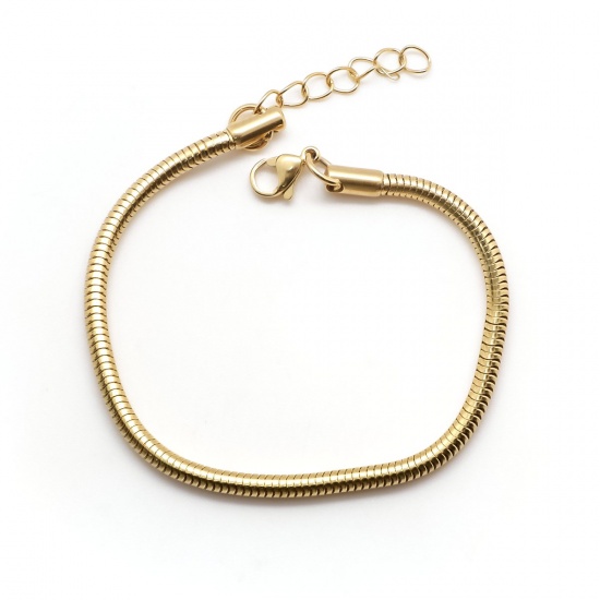 Picture of 304 Stainless Steel Bracelets Gold Plated With Lobster Claw Clasp And Extender Chain 19cm(7 4/8") long, 1 Piece