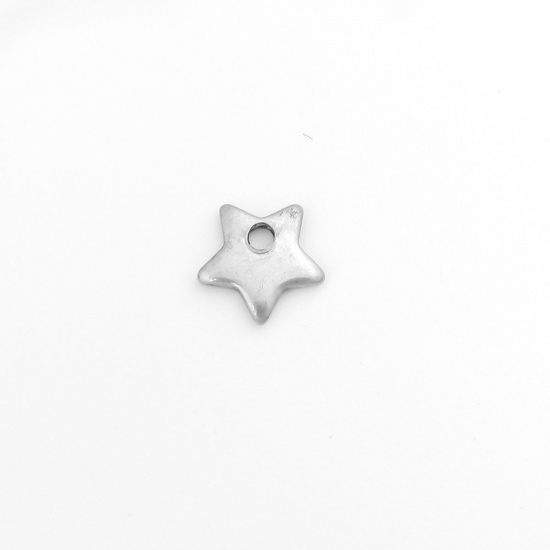 Picture of 304 Stainless Steel Charms Pentagram Star Silver Tone 6mm x 6mm, 10 PCs