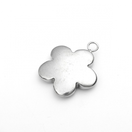 Picture of 304 Stainless Steel Charms Flower Silver Tone 23mm x 20mm, 1 Piece