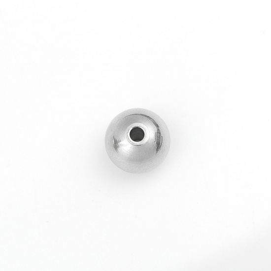 Immagine di 304 Acciaio Inossidabile Perline Tondo Tono Argento Circa 10mm Dia., Buco: Circa 2.2mm, 10 Pz
