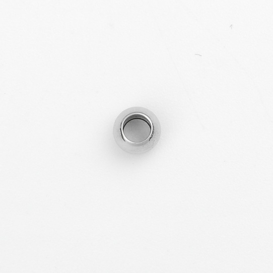 Image de Perles en 304 Acier Inoxydable Rond Argent Mat env. 4mm Dia., Trou: env. 2mm, 10 Pcs