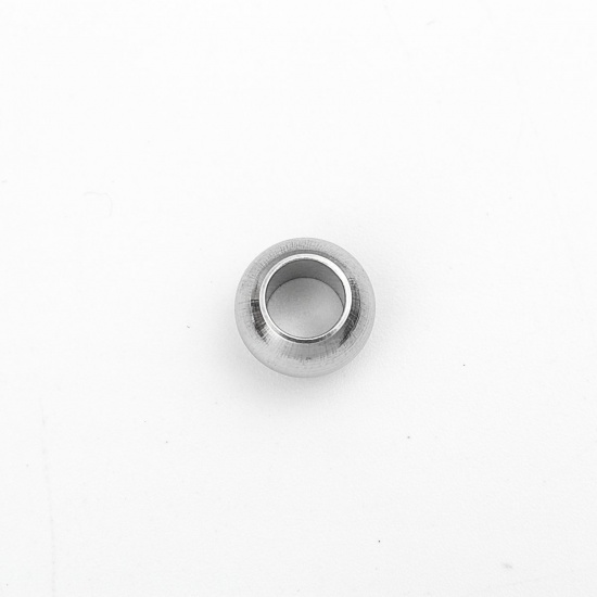 Image de Perles en 304 Acier Inoxydable Rond Argent Mat env. 8mm Dia., Trou: env. 4.3mm, 10 Pcs