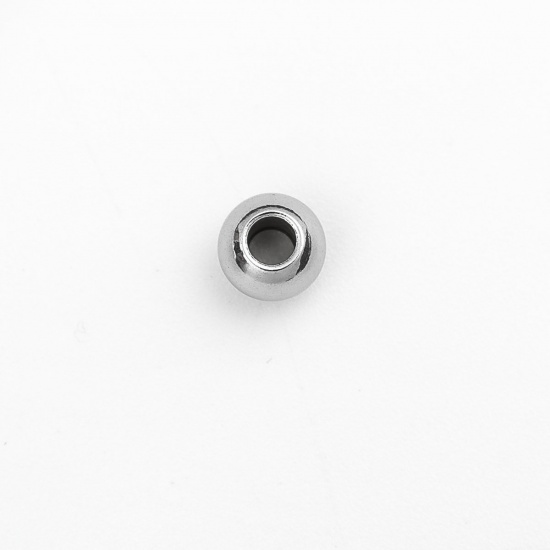 Immagine di 304 Acciaio Inossidabile Perline Tondo Tono Argento Circa 5mm Dia., Buco: Circa 2mm, 20 Pz