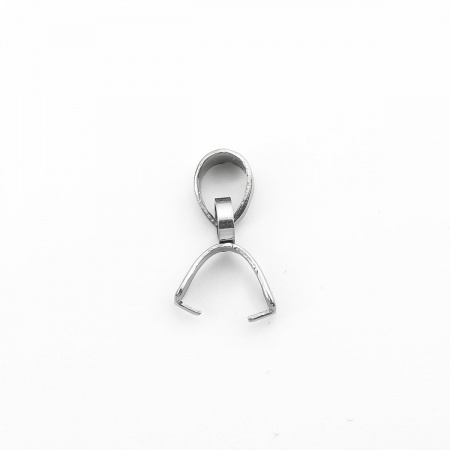304 Stainless Steel Pendant Pinch Bails Clasps Silver Tone 13mm x 7mm, 10 PCs