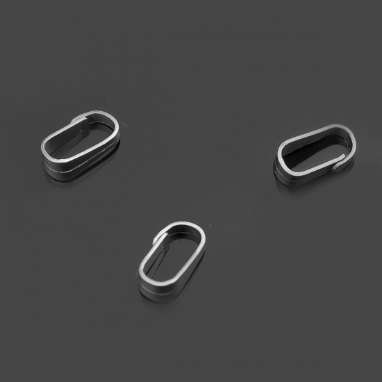 Picture of 304 Stainless Steel Pendant Pinch Bails Clasps Oval Silver Tone 6mm x 3mm, 100 PCs