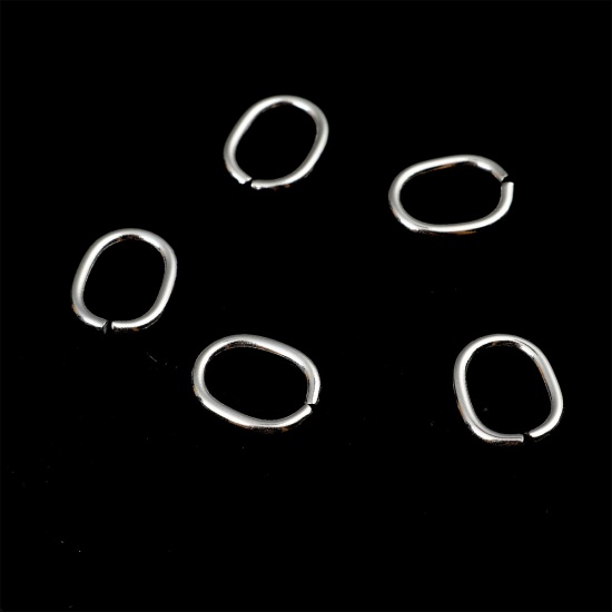 Immagine di 304 Acciaio Inossidabile Aperto Stile Anello di Salto Ovale Tono Argento 13mm x 11mm, 50 Pz
