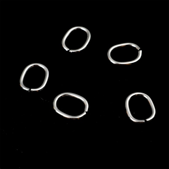 Picture of 304 Stainless Steel Open Jump Rings Findings Oval Silver Tone 13mm x 11mm, 50 PCs