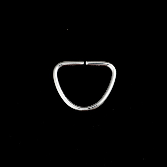 Immagine di 304 Acciaio Inossidabile Aperto Stile Anello di Salto Mezzo Tondo Tono Argento 15mm x 12mm, 50 Pz