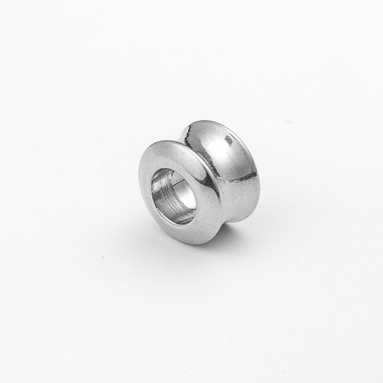 Immagine di 304 Acciaio Inossidabile Perline Cilindrico Tono Argento 11mm x 8mm, Buco: Circa 5.8mm, 10 Pz