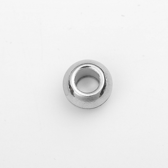 Picture of 304 Stainless Steel Beads Barrel Silver Tone Stripe 12mm x 9mm, Hole: Approx 5.8mm, 100 PCs