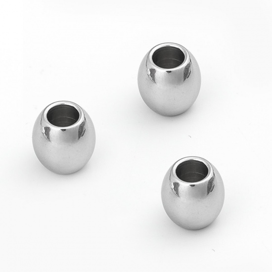 Immagine di 304 Acciaio Inossidabile Perline Barile Tono Argento 10mm x 10mm, Buco: Circa 4.8mm, 5 Pz