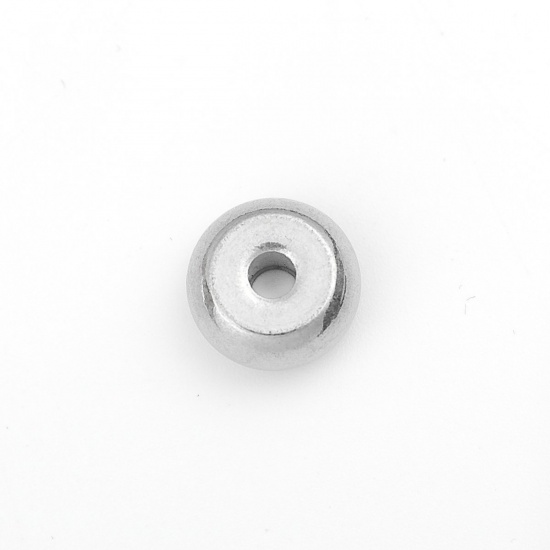 Picture of 304 Stainless Steel Beads Flat Round Silver Tone About 10mm Dia., Hole: Approx 2.5mm, 10 PCs