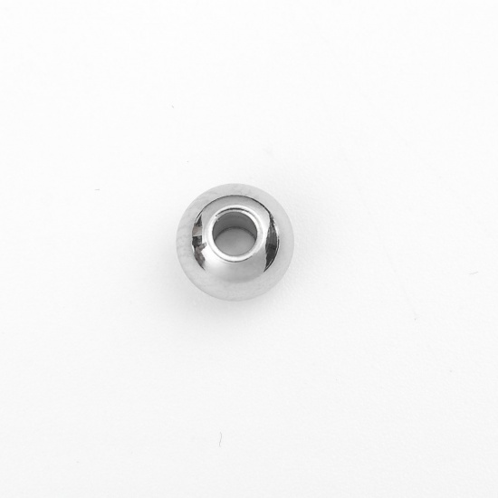 Immagine di 304 Acciaio Inossidabile Perline Tondo Tono Argento Circa 6mm Dia., Buco: Circa 2mm, 20 Pz