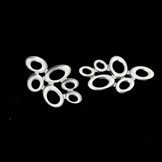Picture of 304 Stainless Steel Connectors Oval Silver Tone 25mm x 15mm, 10 PCs
