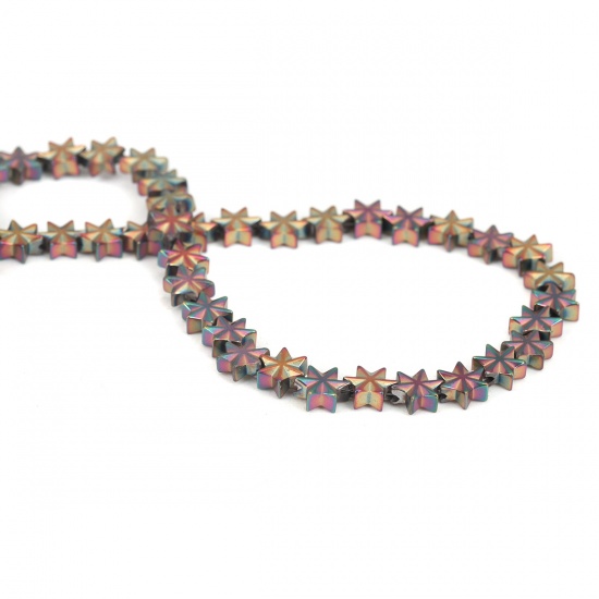 Immagine di (Grado B) Ematite ( Naturale ) Perline Stella a Sei Punte Multicolore Come 8mm x 7mm, Foro:circa 1.1mm, 40cm L unghezza, 5 Fili (Corca 60 Pz/ Sfilza)
