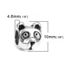 Imagen de Zamak Cuentas Panda Tono de Plata Aprox 10mm x 9mm, Agujero: Aprox 4.6mm, 10 Unidades