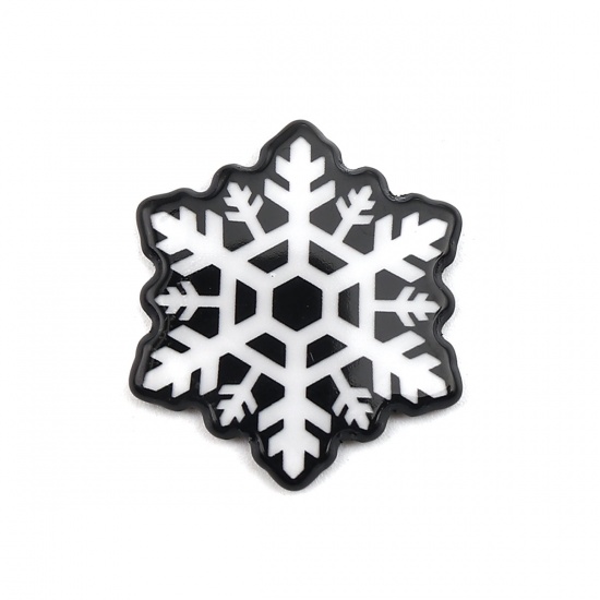 Bild von Weihnachten Dom Cabochon Verzierung Weihnachten Schneeflocke Schwarz & Weiß 3cm x 2.7cm , 10 Stück