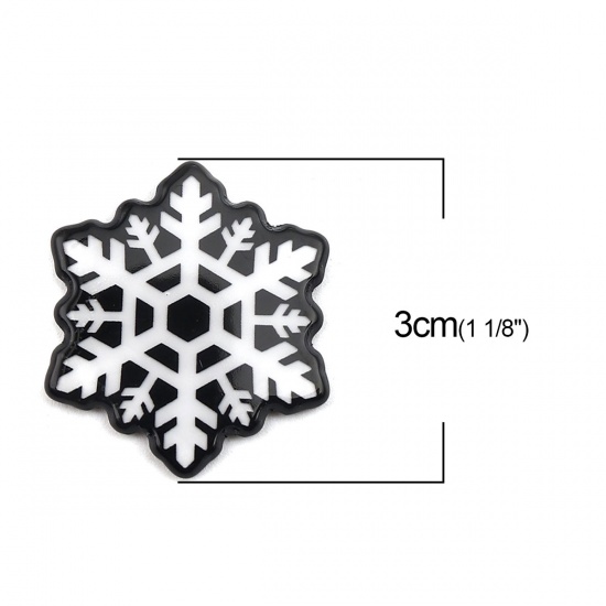 Bild von Weihnachten Dom Cabochon Verzierung Weihnachten Schneeflocke Schwarz & Weiß 3cm x 2.7cm , 10 Stück