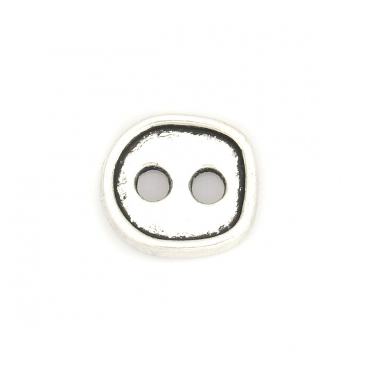 Immagine di Lega di Zinco Bottone da Cucire Due Fori Ovale Argento Antico 13mm x 12mm, 100 Pz