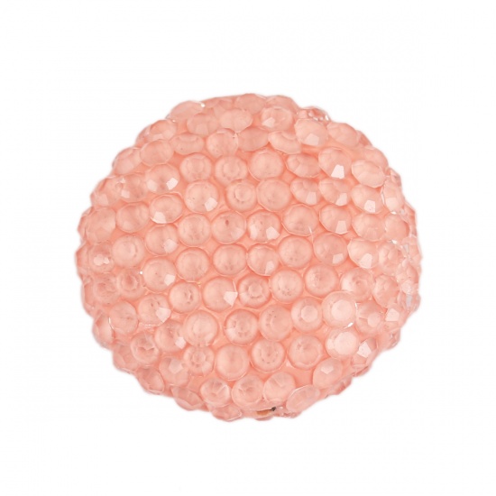 Изображение Глина Бусины Круглые, Оранжевый Розовый Стразы 19мм диаметр, 0.6мм, 1 ШТ