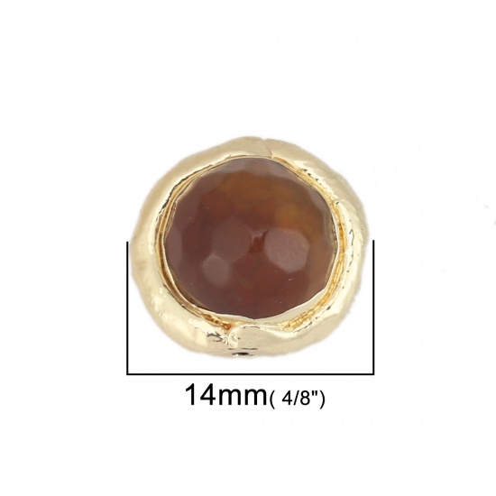 Picture of Polymer Clay Beads Round Coffee Plating About 14mm x 13mm, Hole: Approx 0.5mm, 2 PCs