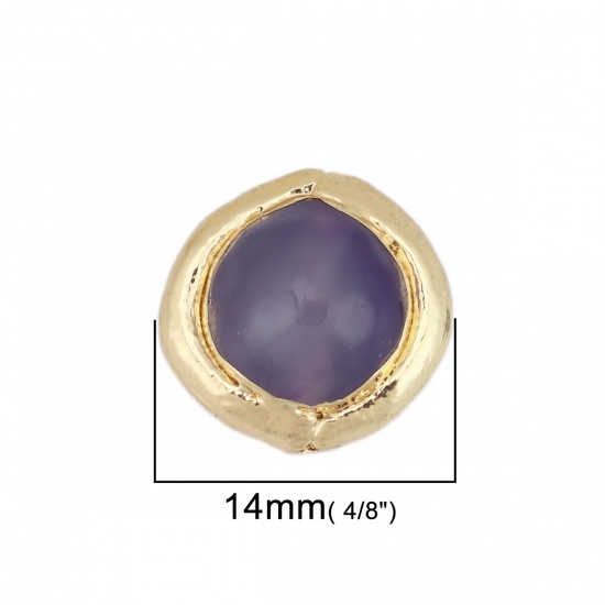 Picture of Polymer Clay Beads Round Purple Plating About 14mm x 13mm, Hole: Approx 0.5mm, 2 PCs