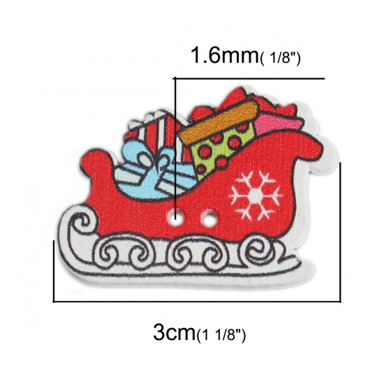 Immagine di Legno Bottone da Cucire Scrapbook Due Fori Natale Santa stivali Multicolore 3cm x 2.2cm, 50 Pz