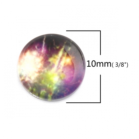 Immagine di Vetro Cupola Dome Seals Cabochon Tondo Flatback A Random Galassia Universo Disegno Baglie nel buio 10mm Dia, 50 Pz