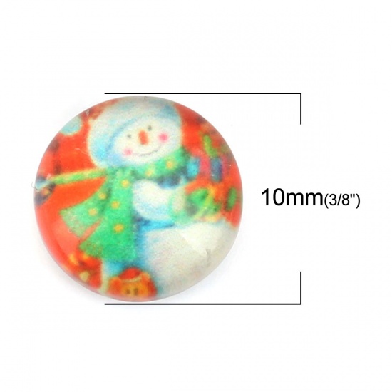Picture of Glass Dome Seals Cabochon Round Flatback At Random Christmas Santa Claus Pattern 10mm Dia, 50 PCs
