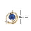 Picture of Brass Galaxy Charms 18K Real Gold Plated Blue Planet Clear Rhinestone 15mm x 12mm, 1 Piece                                                                                                                                                                    