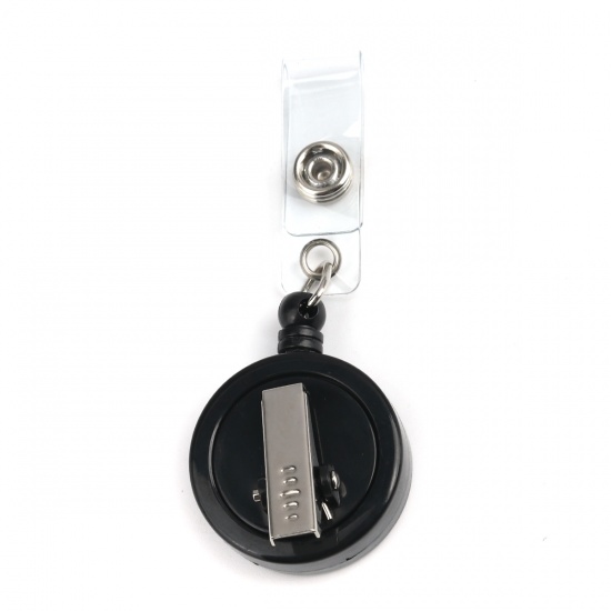 Picture of Plastic ID Holder Badge Spring Clamp Clip Black Rotatable 8.5cm x 3.2cm, 1 Piece