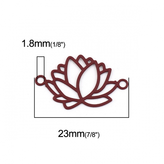 Picture of Brass Filigree Stamping Connectors Flower Wine Red 23mm x 14mm, 10 PCs                                                                                                                                                                                        