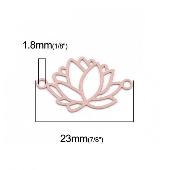 Image de Connecteurs Estampe en Filigrane en Laiton Fleur Rosé Pâle Gris 23mm x 14mm, 10 Pcs                                                                                                                                                                           