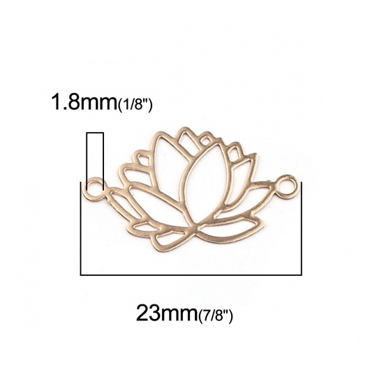 Picture of Brass Filigree Stamping Connectors Flower Gold Plated 23mm x 14mm, 10 PCs                                                                                                                                                                                     