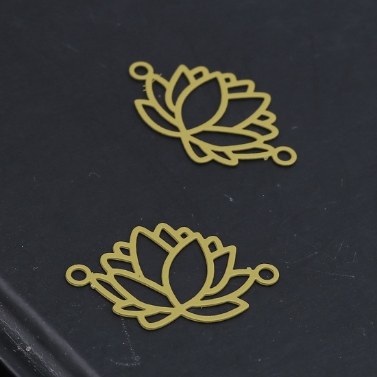 Picture of Brass Filigree Stamping Connectors Flower Ginger 23mm x 14mm, 10 PCs                                                                                                                                                                                          