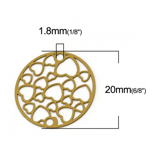 Picture of Brass Filigree Stamping Connectors Round Ginger Heart 20mm Dia., 10 PCs                                                                                                                                                                                       