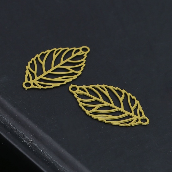 Picture of Brass Filigree Stamping Connectors Leaf Ginger 19mm x 11mm, 20 PCs                                                                                                                                                                                            