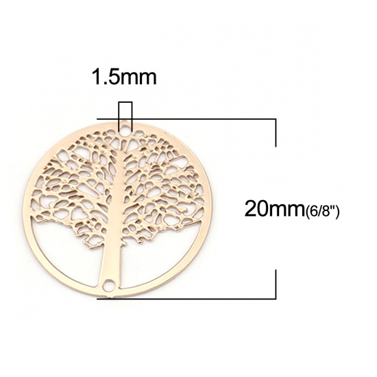 Picture of Brass Filigree Stamping Connectors Round Gold Plated Tree 20mm Dia., 10 PCs                                                                                                                                                                                   