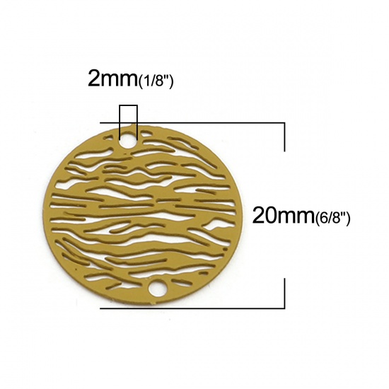 Picture of Brass Filigree Stamping Connectors Round Ginger Stripe 20mm Dia., 10 PCs                                                                                                                                                                                      