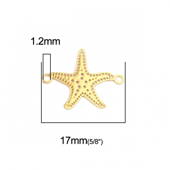 Picture of Brass Filigree Stamping Connectors Star Fish Gold Plated 17mm x 13mm, 50 PCs                                                                                                                                                                                  