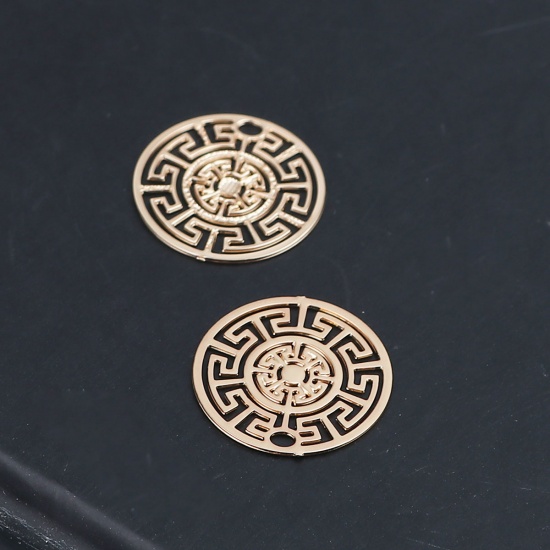 Picture of Brass Filigree Stamping Dome Seals Cabochon KC Gold Plated Round Hollow 13mm Dia., 20 PCs                                                                                                                                                                     