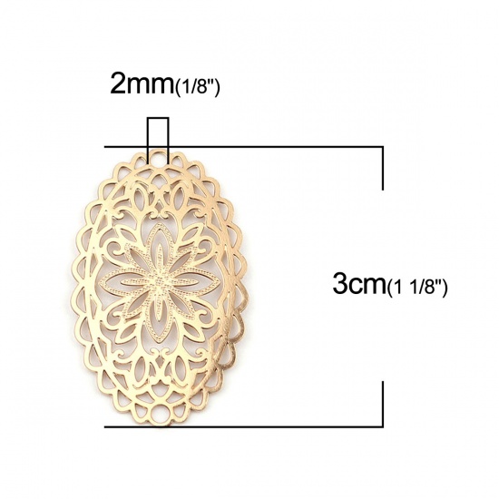 Picture of Brass Filigree Stamping Connectors Oval Gold Plated 30mm x 18mm, 10 PCs                                                                                                                                                                                       