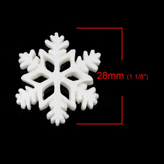 Picture of Resin Embellishments Christmas Snowflake White 28mm x 24mm, 10 PCs