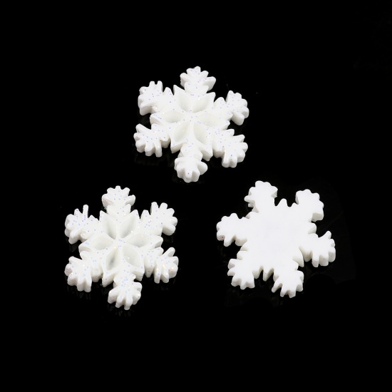 Picture of Resin Embellishments Christmas Snowflake White 18mm x 16mm, 20 PCs